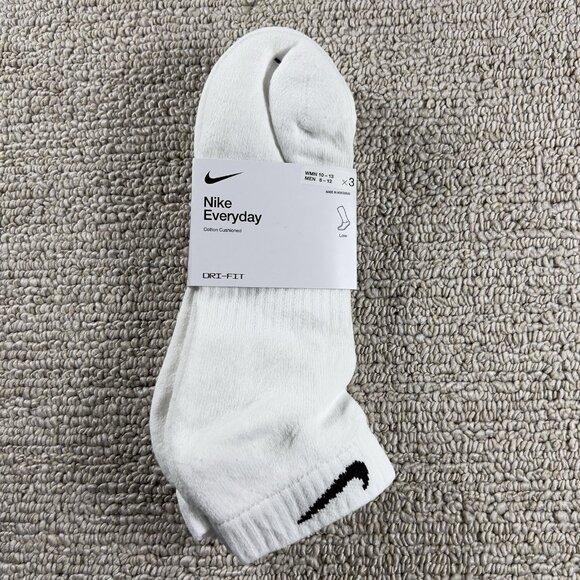 Nike Everyday Unisex Crew Low Cut Socks 3 pair White - Picture 1 of 2